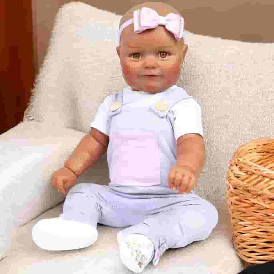 Boenca Bebê Reborn Negra Cabelo Pintado Realista Mundo Kids