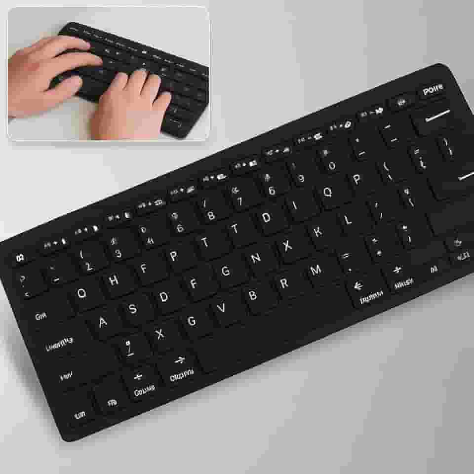 Teclado Sem fio Bluetooth e Receptor USB 2.4GHz ABNT2 Padrão Brasileiro Com tecla 'Ç' Teclado para Tablet e Celular, Android e iOS para Notebook Cor Preto