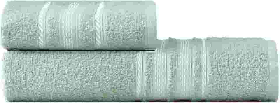 Toalha Banho + Toalha Rosto Teka-Escala 100% Algodão 280g/m² (Verde Claro)