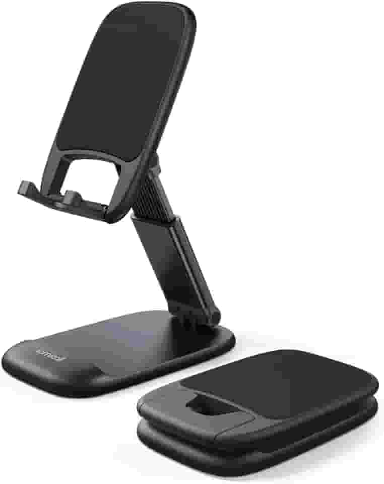 Lamicall Suporte de telefone dobrável para mesa – Suporte de celular ajustável em altura portátil, base de mesa compatível com iPhone 16 15 14 13 Pro Max Mini, 12 11 XR X 8 Plus SE, smartphone