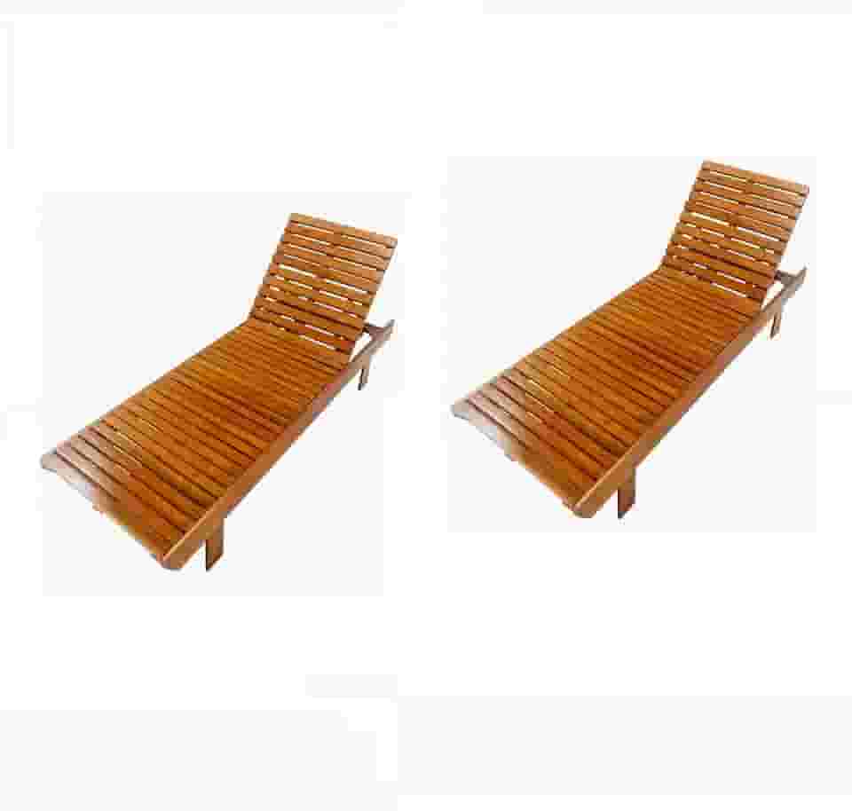 Espreguiçadeira em Madeira Para Piscina ar livre kit com 2 un