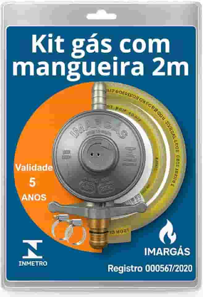 Kit Registro Regulador Gás Cozinha Kit Com Mangueira 2 metros Para Botijão 13kg Residencial