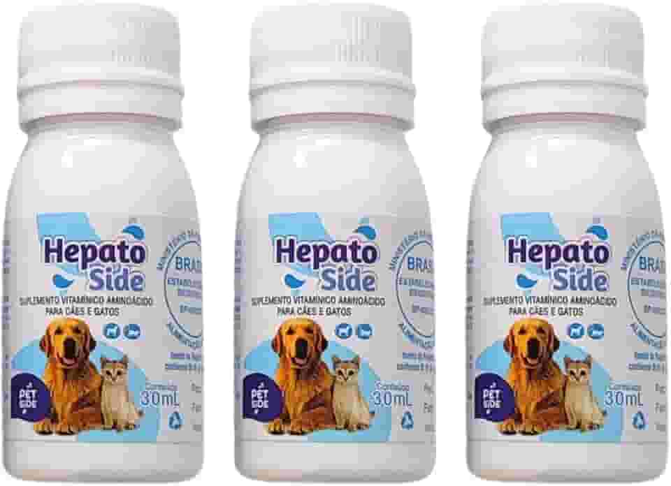 Kit 3 HepatoSide Pet 30ml Suplemento Vitamínico de Aminoácidos Para Cães e Gatos - Vitamina Pet Gestantes/Recuperação em geral