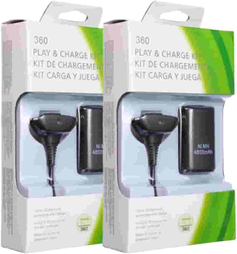 Kit 2 Bateria Para Controle Xbox 360 Charge Bateria Com Cabo E Carregador PROLLENCE
