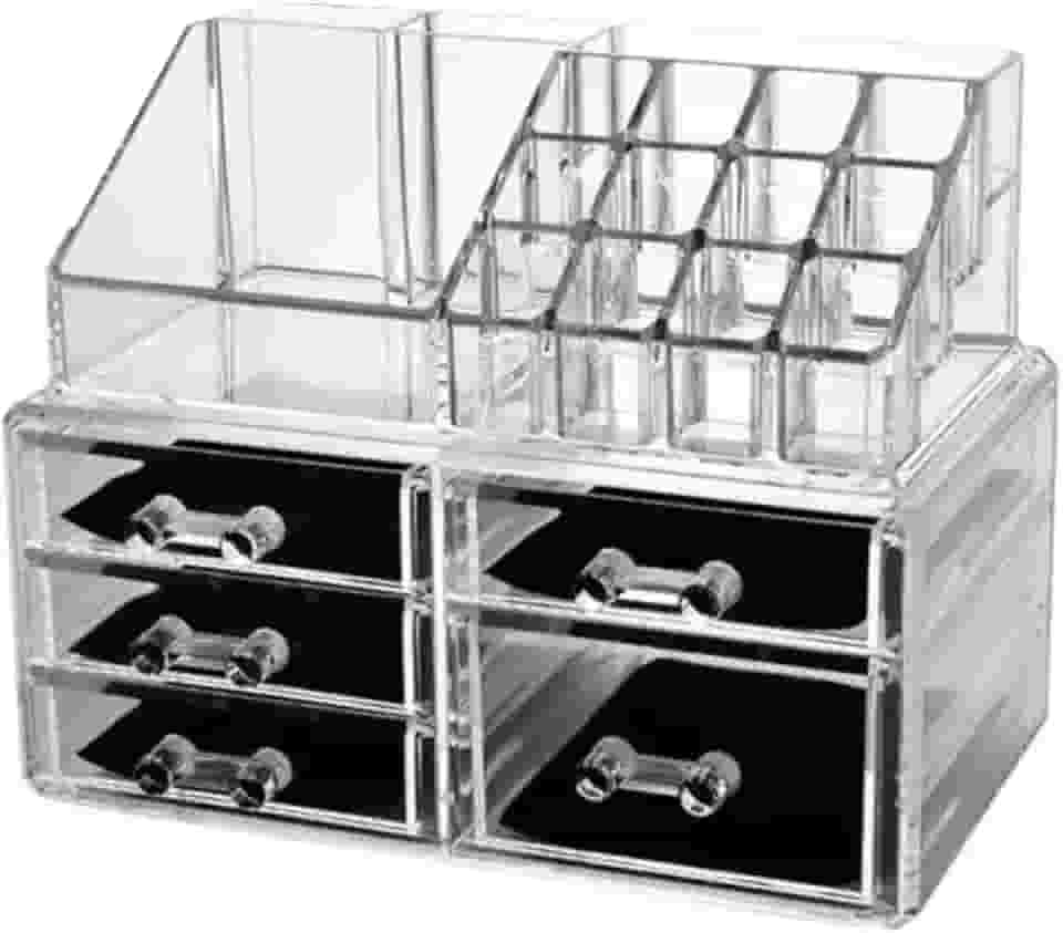 Organizador De Maquiagem Acrílico Expositor Com Divisórias Para Cosméticos