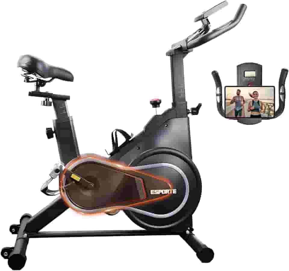 Hivento Bicicleta Ergométrica com Volante de 10 kg, Capacidade de 150 kg e Baixo Nível de Ruído, Bike Ergometrica com Suporte para Tablet e Suporte para Garrafa de Água（preto）