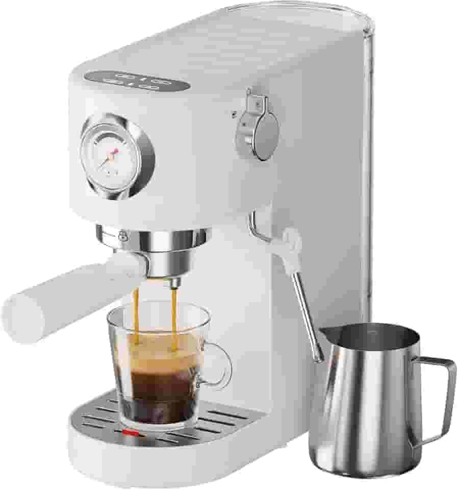 Máquina de café expresso - cafeteira de 20 bar com espumador de leite, varinha a vapor, volume de copo ajustável, máquina de café expresso de 1,048 g para latte, cappuccino com tela sensível