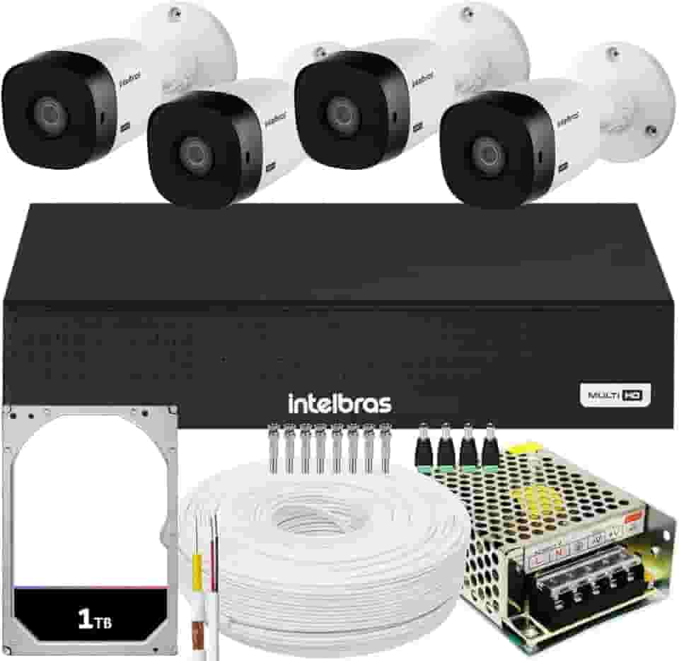 Kit Cftv 4 Cameras Full Hd VHL 1220 Dvr Intelbras 3004-C 1TB