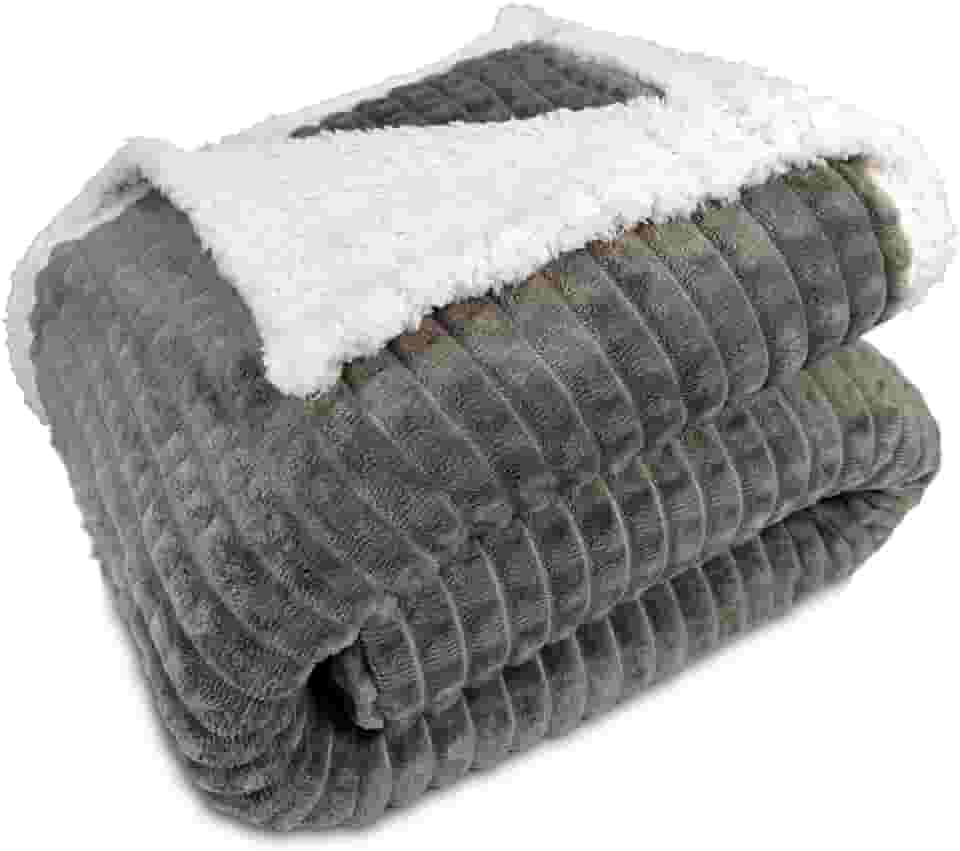 Cobertor Casal Dupla Face Corttex - Aveludado Sherpa Toque de Lã de Ovelha Carneiro - Manta Microfibra 1,80 x 2,20-100% Poliéster (Diamond Chumbo Cinza)