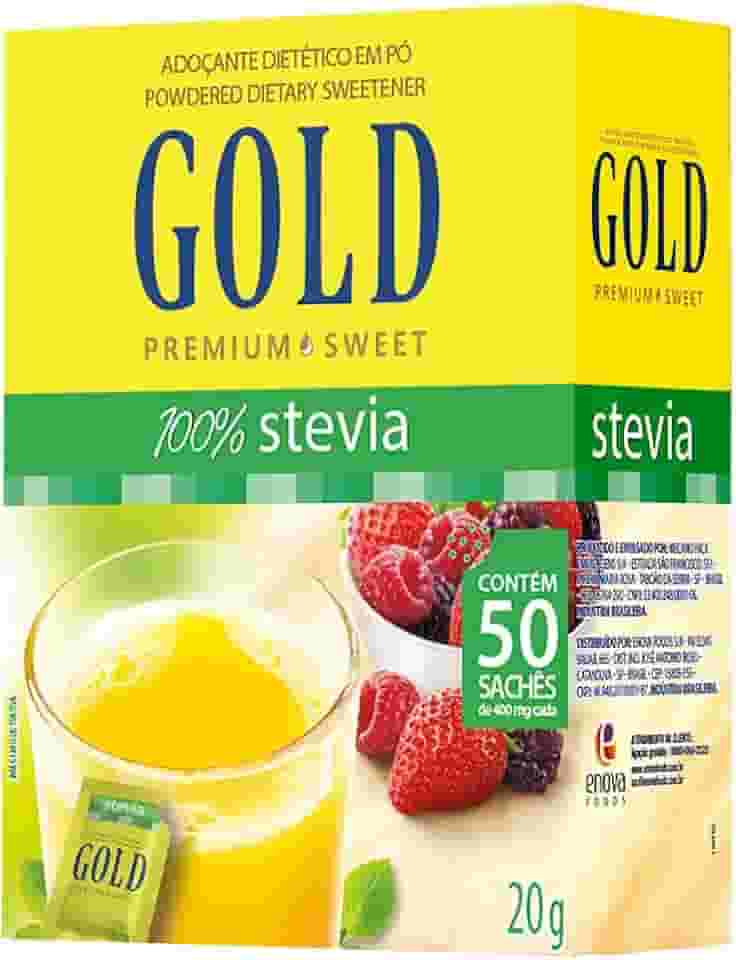 GOLD Adoçante Dietético Stevia Em Pó Gold 50 Sachês X 0 6G