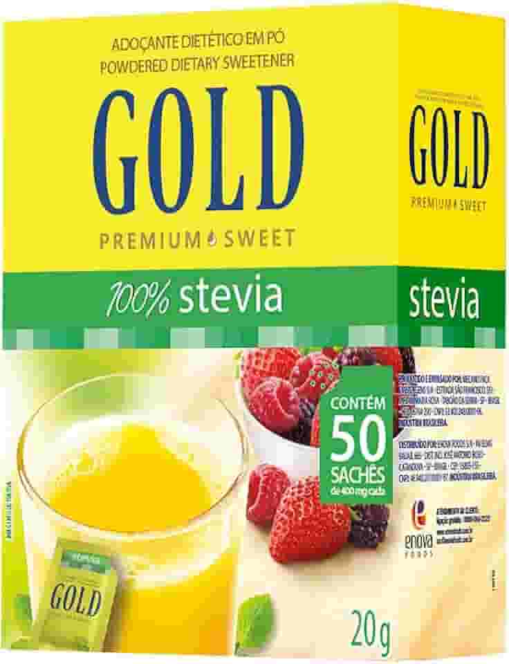 GOLD Adoçante Dietético Stevia Em Pó Gold 50 Sachês X 0 6G