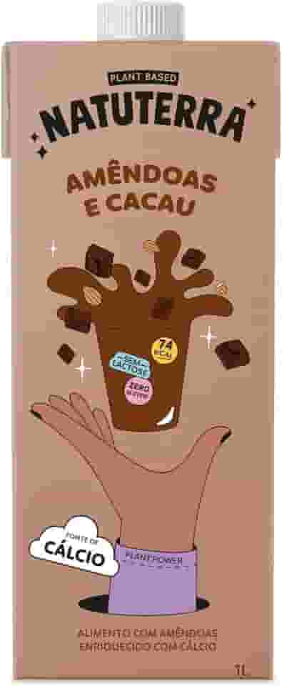Achocolatado de Amêndoas e Cacau Natuterra 1 Litro Bebida Vegetal 100% Plant Based Sem glúten, sem colesterol, zero soja, fonte de cálcio!