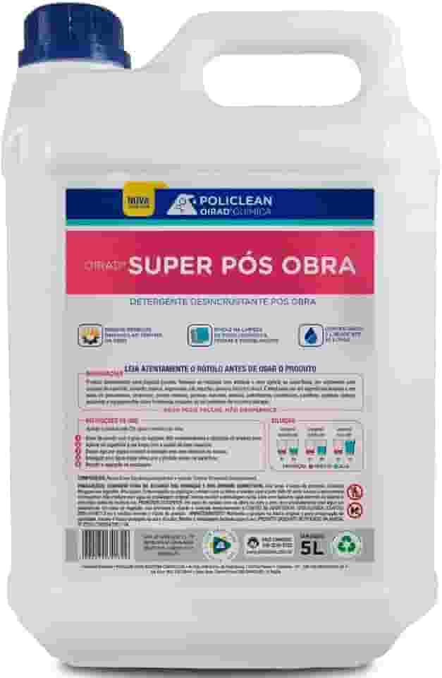 Limpador Super Pós Obra 5L Pisos Porcelanatos, Cerâmicos, Pedras, Removedor De Tintas