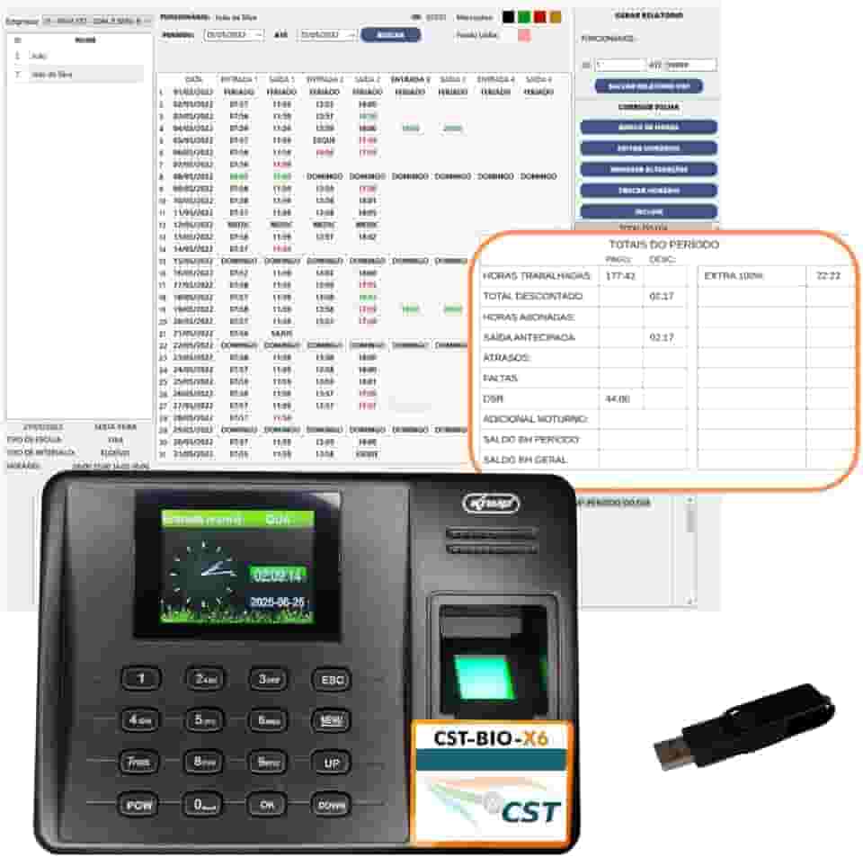 Relógio Ponto Biométrico kp-1028 com Programa de Gerenciamento sem Mensalidade e Pendrive
