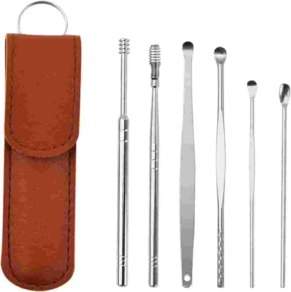 Inovador conjunto de ferramentas de limpeza de cera de ouvido de mola em aço inoxidável, conjunto de ferramentas de limpeza de orelha, limpador de cureta de orelha, kit de remoção