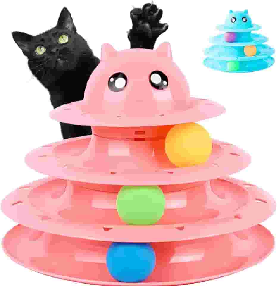 Torre de Bolinha Interativa para Gatos PATO.PET - Brinquedo Inteligente para Gato, Enriquecimento Ambiental, Design Inovador, Divertido e Durável (Rosa)