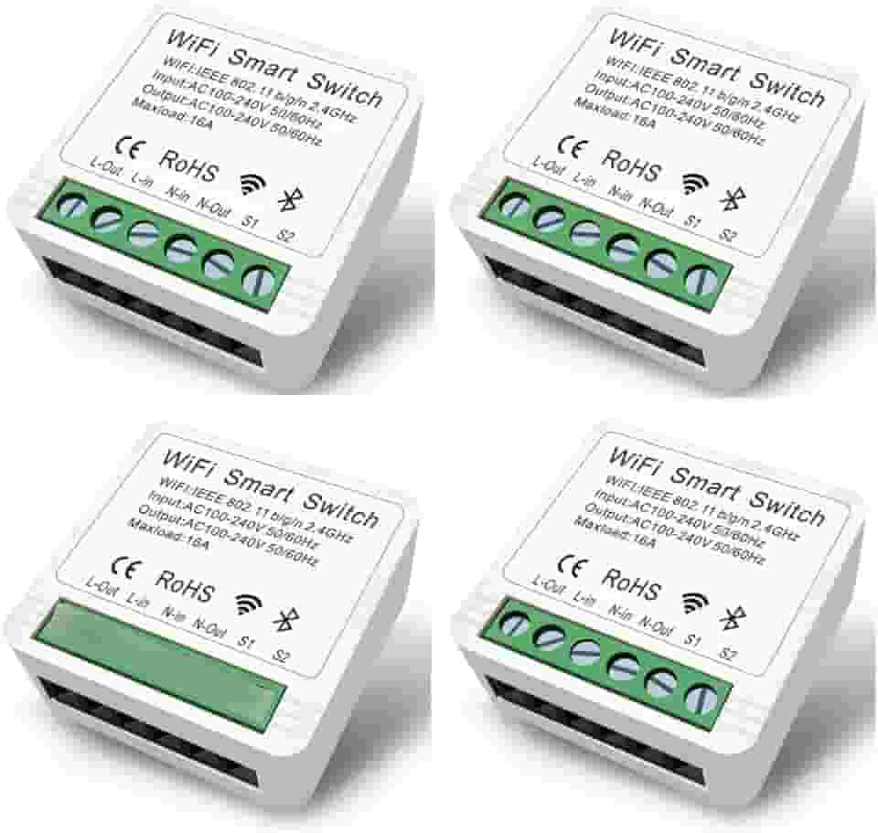 Kit 4 Mini Interruptor Inteligente Smart Switch 16A Wifi Automação Residencial Alexa Google Compativel com Smart Life e Tuya