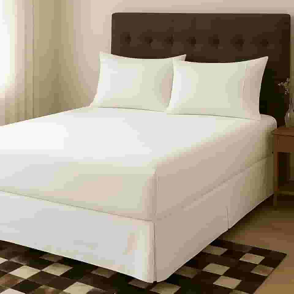Saia para Cama Box Queen Size, Percal 180 Fios, Branca, 1,98m x 1,58m x 0,35m (BRANCO)