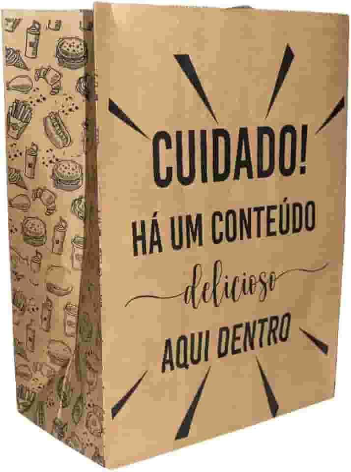 Saco Papel Kraft Pequeno Embalagem Para Delivery, Lanche - 100 un (CUIDADO)