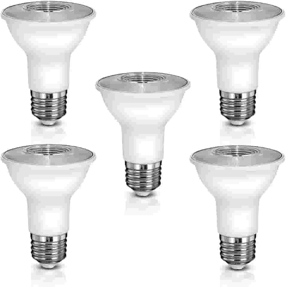 Kit 5 Lâmpadas Par20 LED 7W Bivolt 3000K 4000K 6500K Soquete E27 Luz Branco Frio Branco Neutro Branco Quente Tom Amarelo (Amarelado 2700K-3000K)