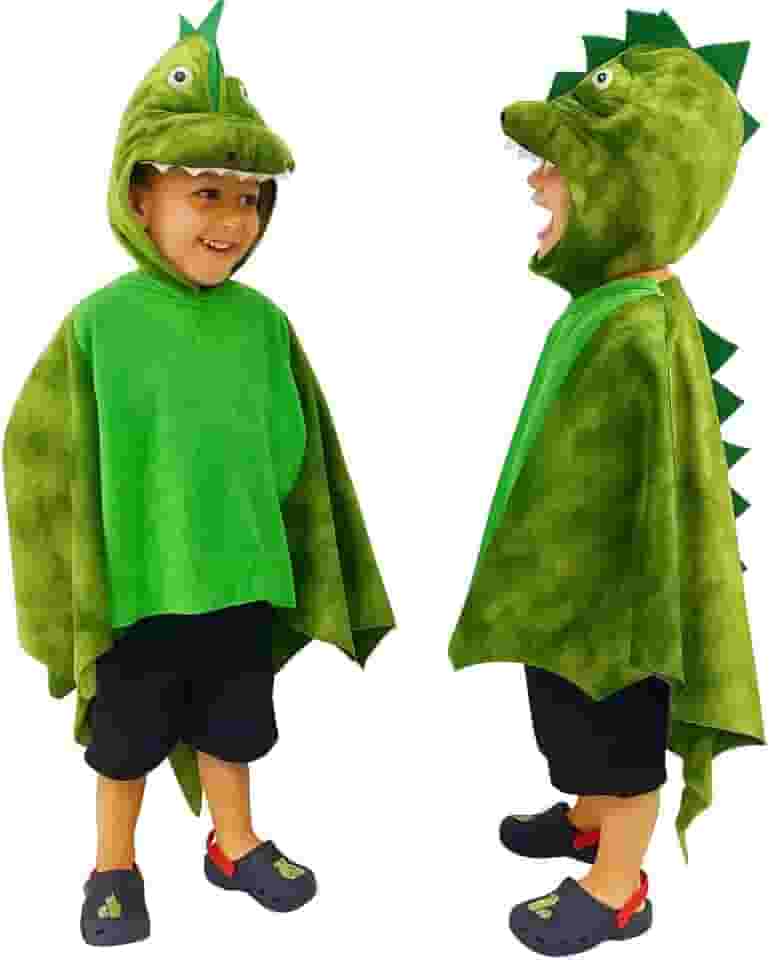 Fantasia Dinossauro Infantil Capa Verde Luxo Meninos Carnaval Halloween