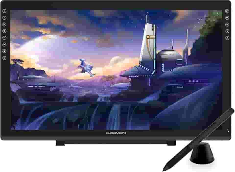 GAOMON PD2200 Mesa Digitalizadora Tela de caneta 130% sRGB totalmente laminada com 8192 sem bateria, suporte inclinável, 8 botões de toque, monitor de tablet de 21,5 polegadas com suporte ajustável