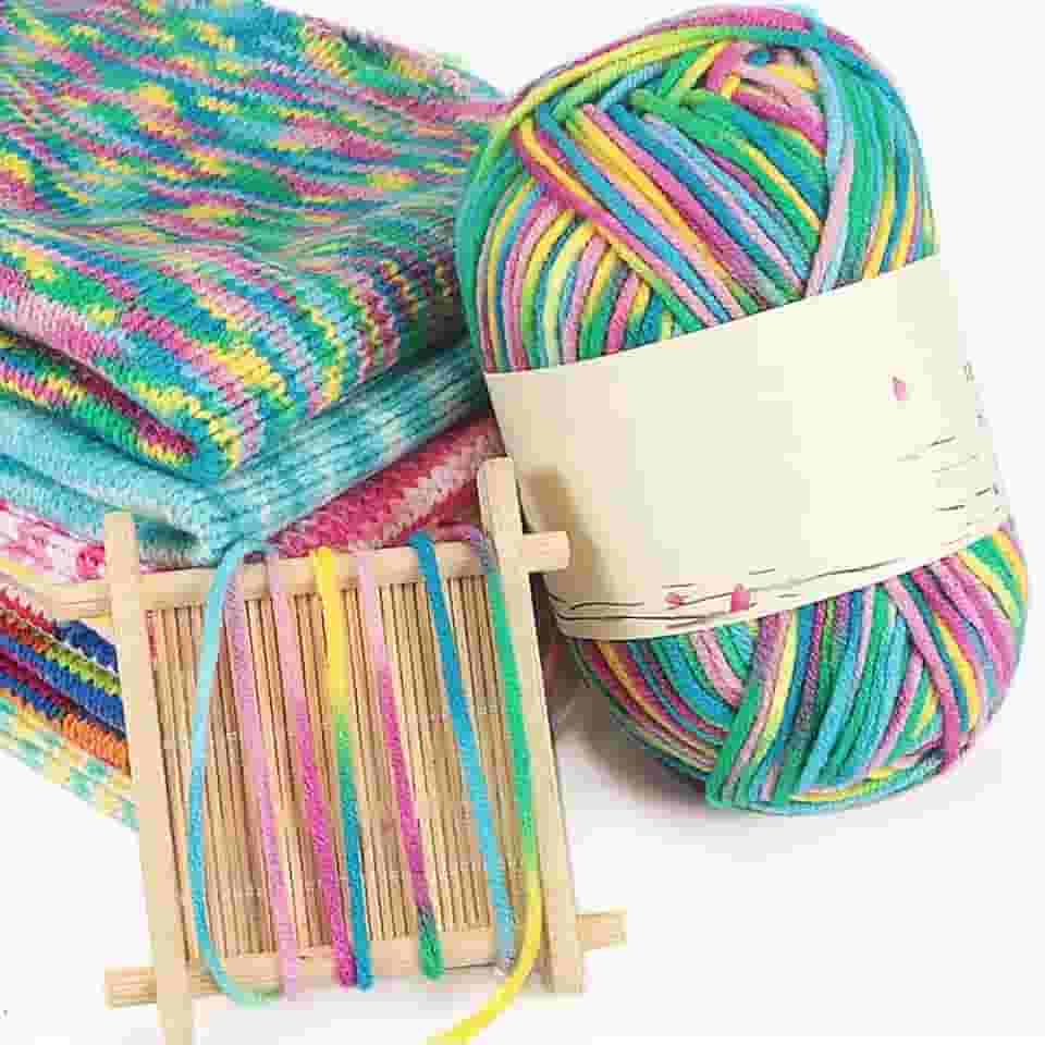 50 g de novelo de fio tingido de seção colorida para materiais de tricô feitos à mão, faça você mesmo, suéteres, chapéus, cachecóis, xales - 125 m