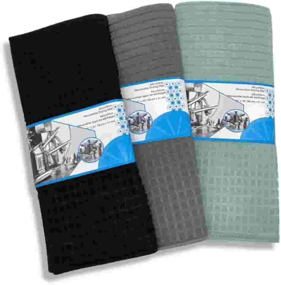 Tapete Microfibra Absorvente Escorredor Louças Panelas Jogo Americano Cozinha Macio Prático Funcionalidade Compacto Elegante Moderno Preto