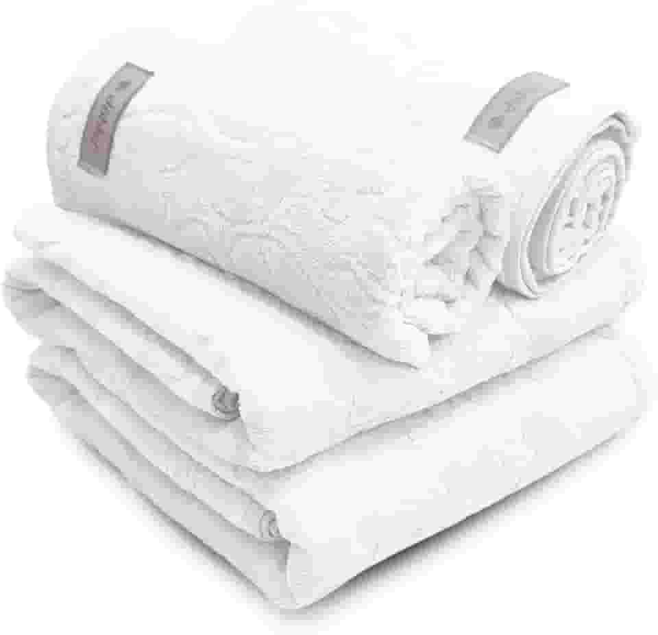 Jogo de Banho 4 Peças Romance Dohler Aveludada 100% Algodão Toalha Fio Penteado Coração Borboleta (Branco)