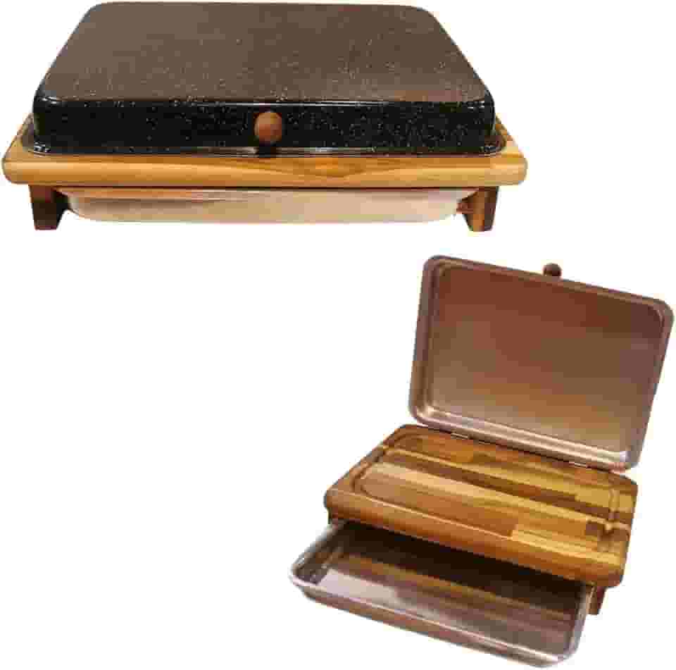 Tábua De Churrasco Corte Carne Com Tampa Bandeja Preta 39cm