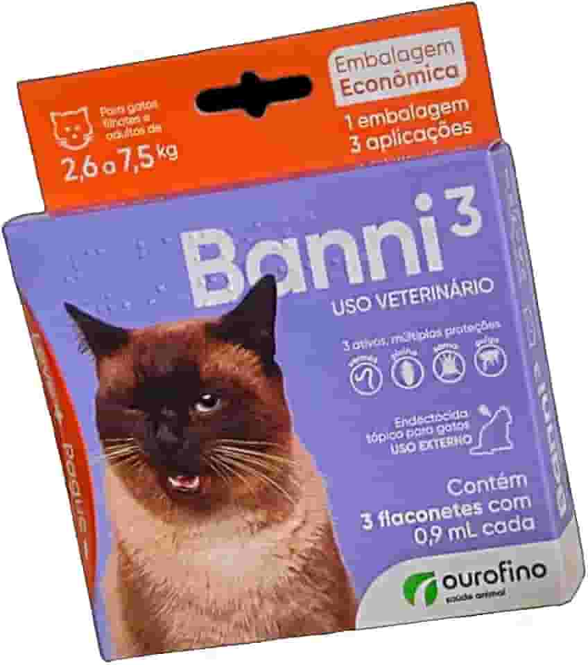 Antipulgas Ourofino Banni 3 para Gatos de 2,6 a 7,5 Kg - 3 pipetas