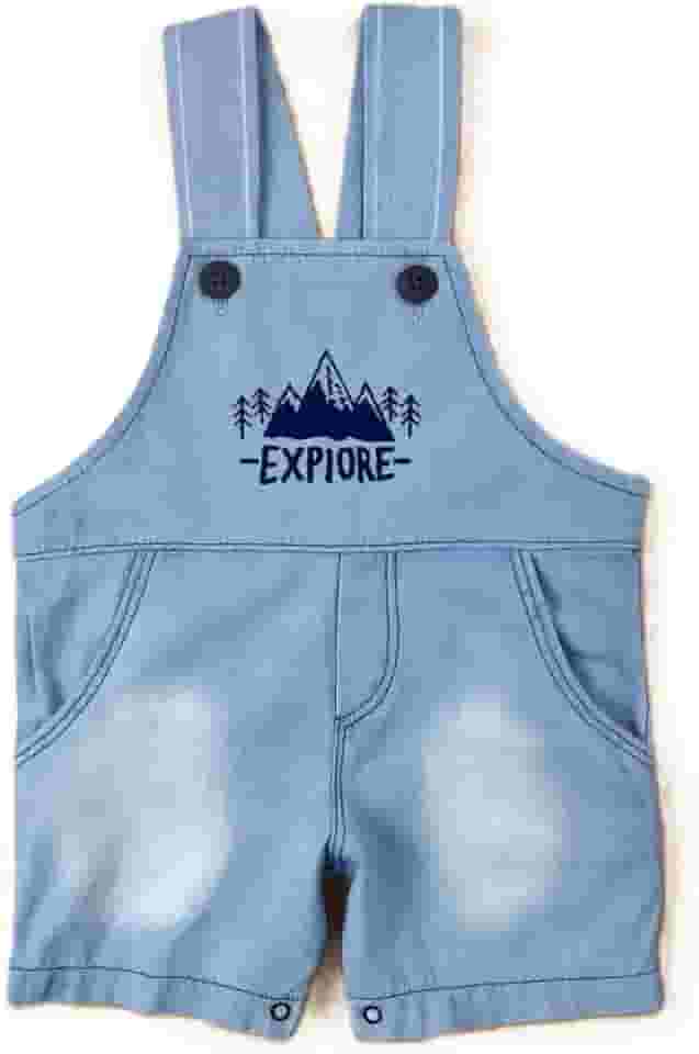 Jardineira Curta Jeans para Bebê Menino 0 a 12 Meses – 100% Algodão, Conforto e Estilo Casual, Era Uma Vez