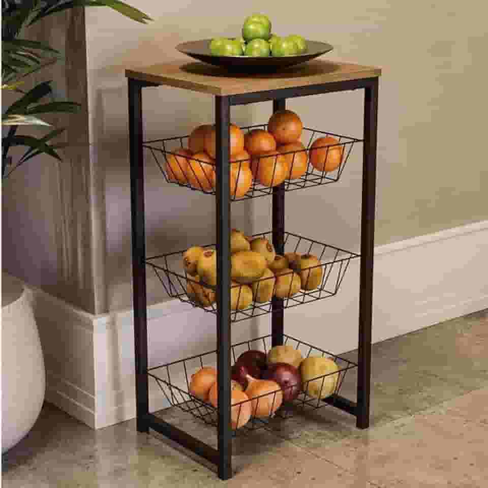 Fruteira de Chão Cozinha Com Suporte Bebedouro D Agua 20 L Microondas Preto Fosco Aço Antiferrugem