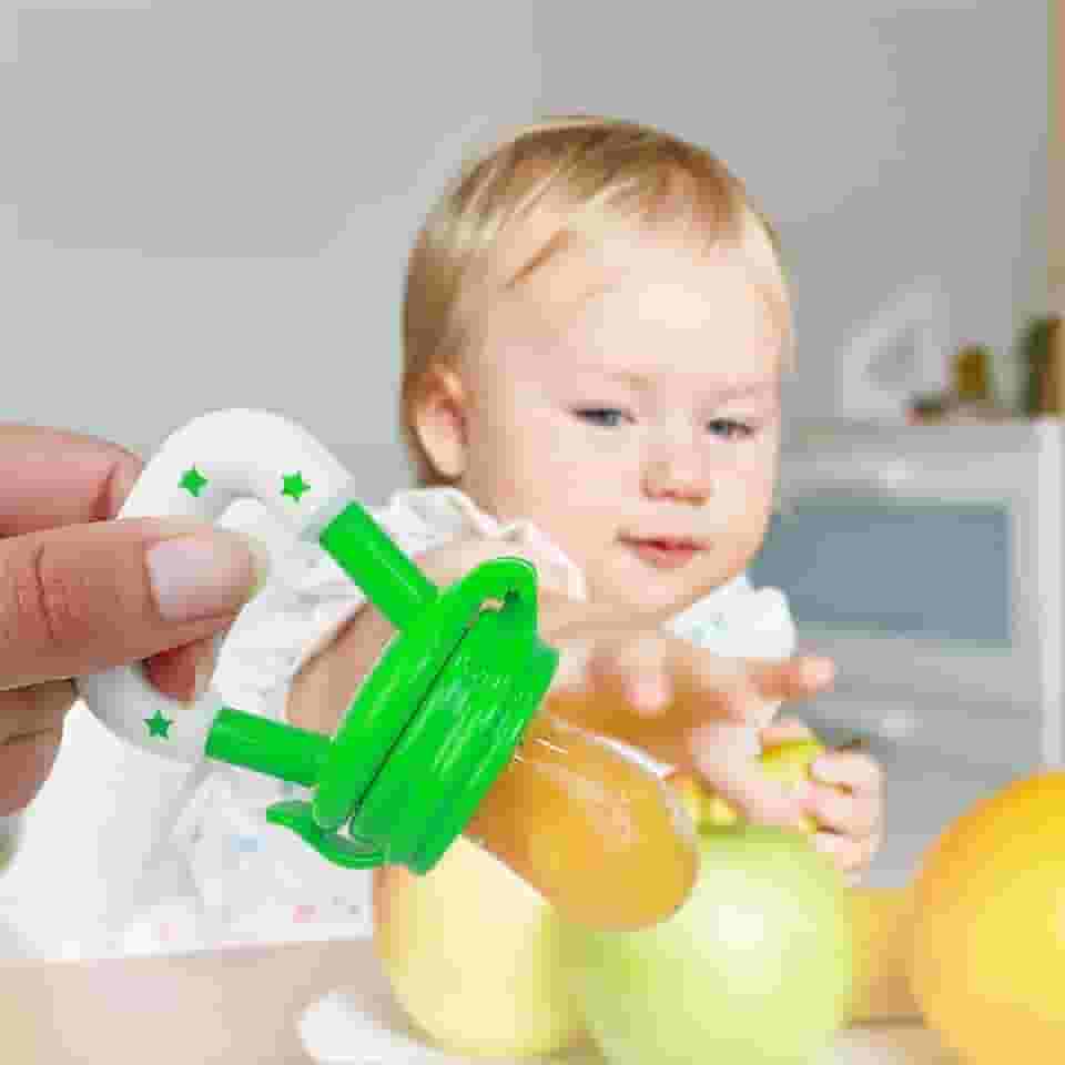 Porta Fruta Chupeta Alimentação Silicone Bebê BPA Free Verde