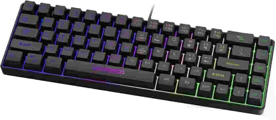 Teclado Membrana Gamer A1803, 68 Teclas com Retroiluminação RGB 7 Cores, Cabo USB 1.6m, Anti-ghosting, Ultra Responsivo e Compatível com PC, Windows, Linux, Android, iOS Preto