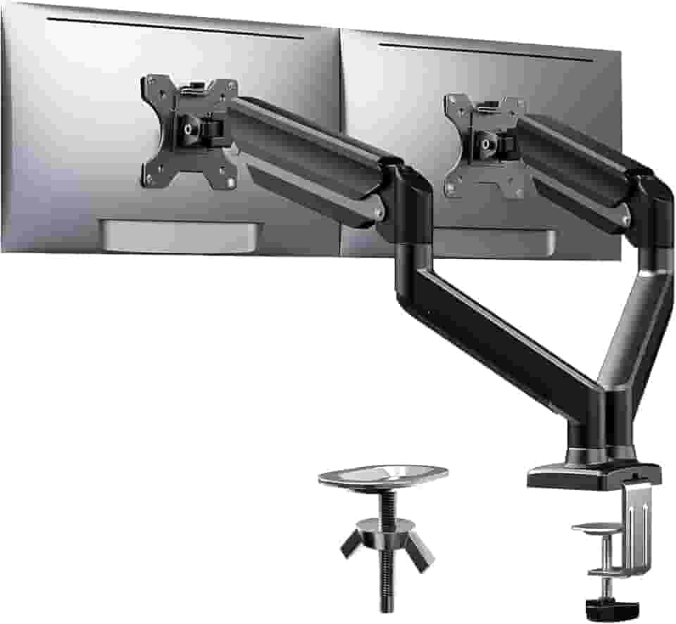 Suporte Articulado de Mesa para 2 Monitores, Adequado para Telas de 17-27 Polegadas, Suportar até 9kg