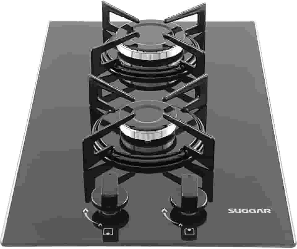 Fogão de Mesa Cooktop 2 Bocas Vidro Preto à Gás - SUGGAR - FG2002VP