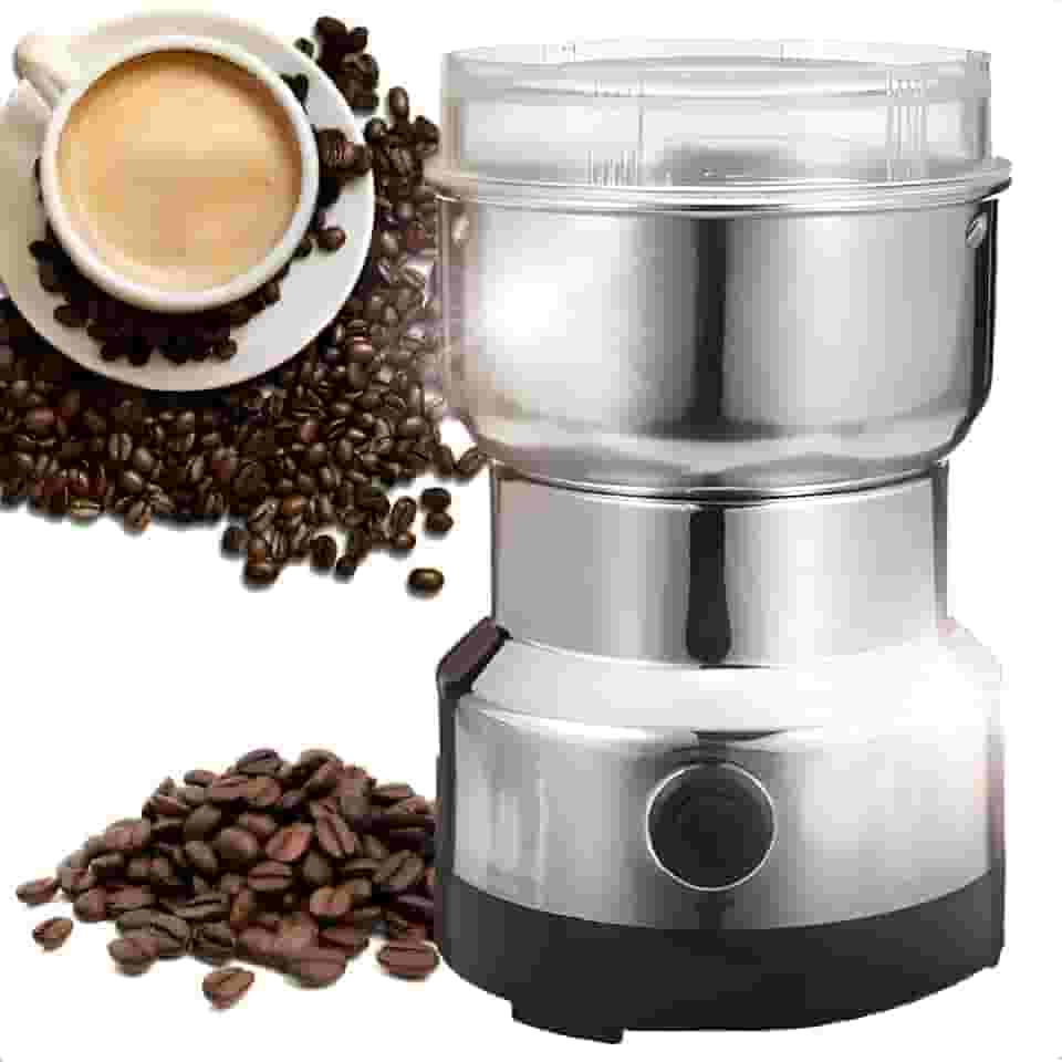 Moedor de Café Elétrico Triturador de Grãos Moagem Grossa Fina e Média Em Aço Inox Compacto Potente Grãos Temperos Pimenta Sal Nozes Especiarias Uso Doméstico