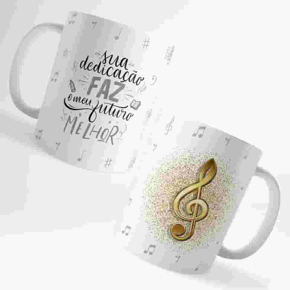 Caneca Xicara Professor de Música Instrutor Professora Tema:Preto