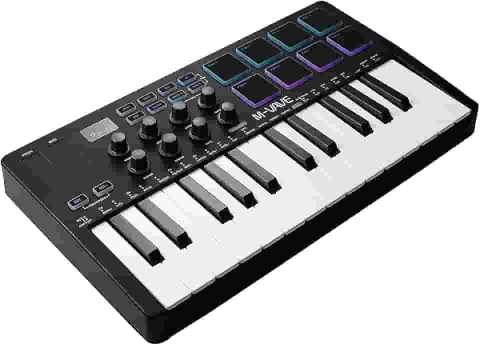 M-VAVE VEDO Teclado MIDI SMK-25 Profissional 25 Teclas com Pads RGB, Conexão USB/BT, Compatível com Windows/Mac/iOS/Android, Ideal para Produção Musical, Home Studio e Performances Ao Vivo Controle