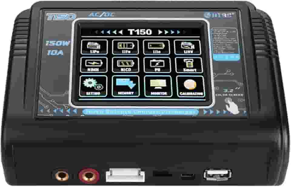 HTRC T150 LiPo Carregador RC Carregador de equilíbrio de bateria Lipo Carregador de bateria de carro RC Descarregador de bateria de carro 150W 10A 1-6S AC/DC para bateria inteligente Li-ion