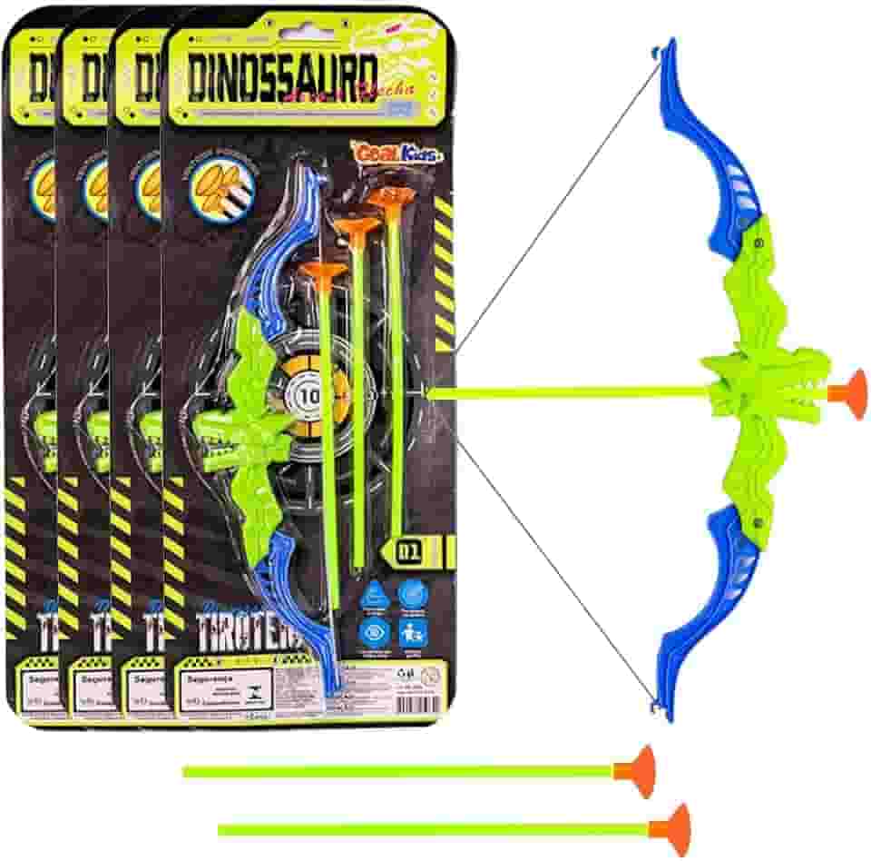 Kit 4 Super Arco Flecha Infantil 35cm 12 Dardos Grudam na Parede