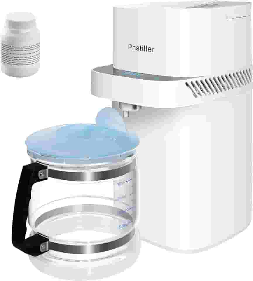 Phstiller máquina de destilador de água atualizada - fabricante de água destilada de bancada doméstica de 1,1 gal com monitoramento em tempo real para destilação, purificador de destilador d