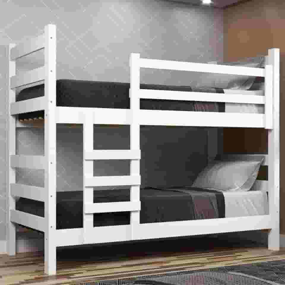 Beliche Madeira Maciça - vira 2 Camas - para Colchão 78/88 x 188cm Dubai Multimóveis Vcr4137 Branco
