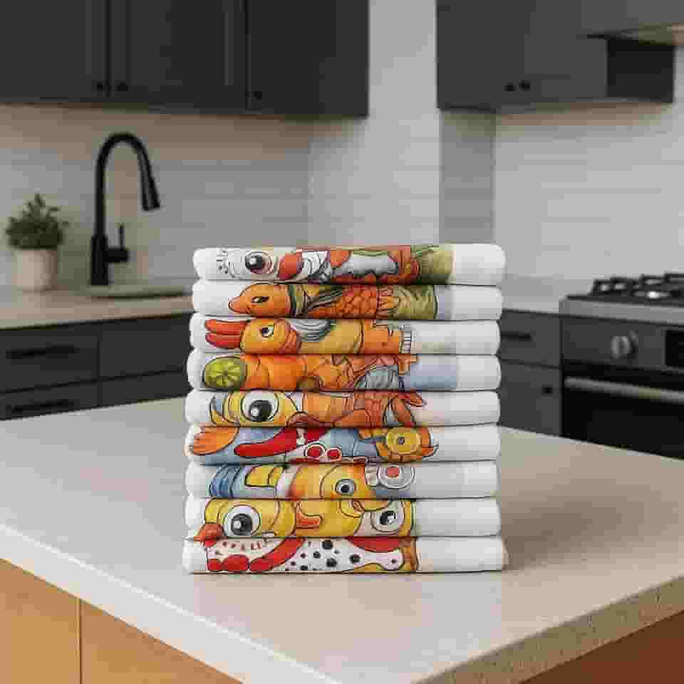 Kit 10 Panos Prato Algodão 45x75cm Econômico Durável Estampado Multiuso Limpeza Cozinha