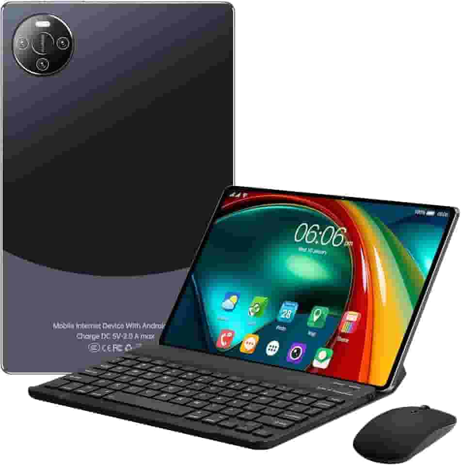 11.6'' Tablet E60 PRO, 512GB ROM+16 GB RAM com Caso, Teclado e Mouse, Android 13 Tablet, Câmera 32MP+ 24 MP, Versão WiFi (Preto)