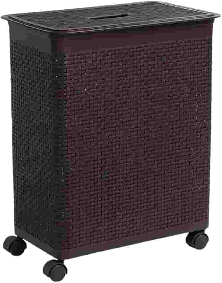 Cesto Organizador Rattan com Rodas Roupeiro 50L(Marrom)