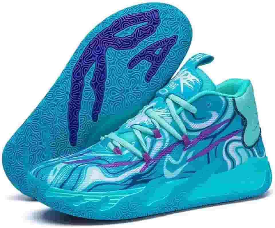 Tênis de basquete unissex, calçados esportivos respiráveis ​​com design multicolorido, tração dinâmica, conforto o dia todo para quadras internas/externas