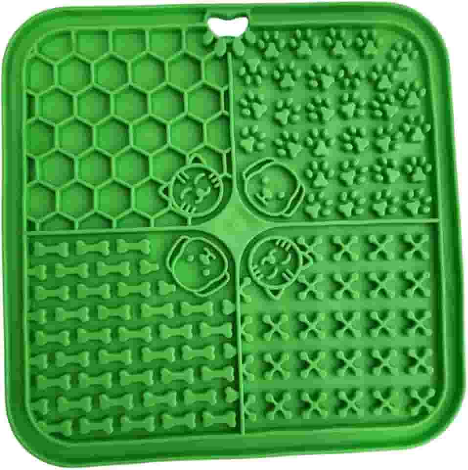 Tapete Lambe Lambe para Cães e Gatos, Brinquedo Interativo Antiansiedade, Estimulador de Alimentação Lenta, Silicone Verde (Verde)