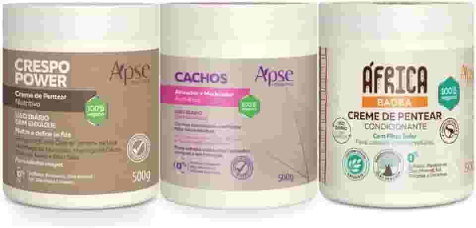 Kit Cronograma Capilar Ativador de Cachos 500g Creme de Pentear África Baoba e Crespo Power 500g cada - 3 itens